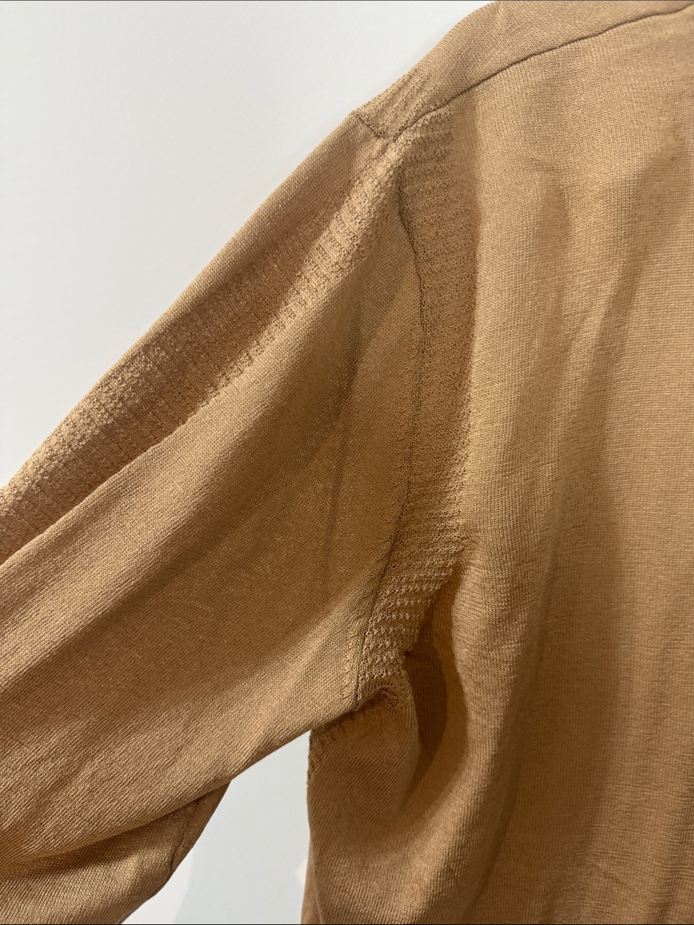 Kasper Women's Open-Front Cardigan in Camel Brown w/ Sheer Detail- Sizes M & XL - Picture 8 of 12